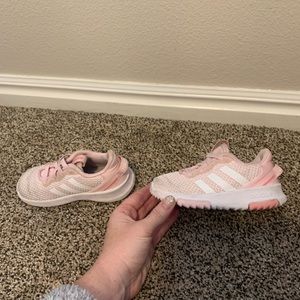 Girls kids pink adidas size 7 athletic tennis shoes